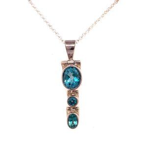 Blue/Green Topaz 3 Stone Pendant